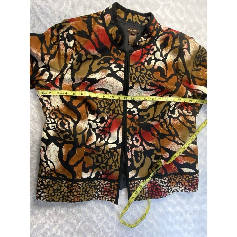 Multiples Women Sz 1X Blazer Jacket Stretch Colorful Animal Print Cotton Spandex - Picture 9 of 12